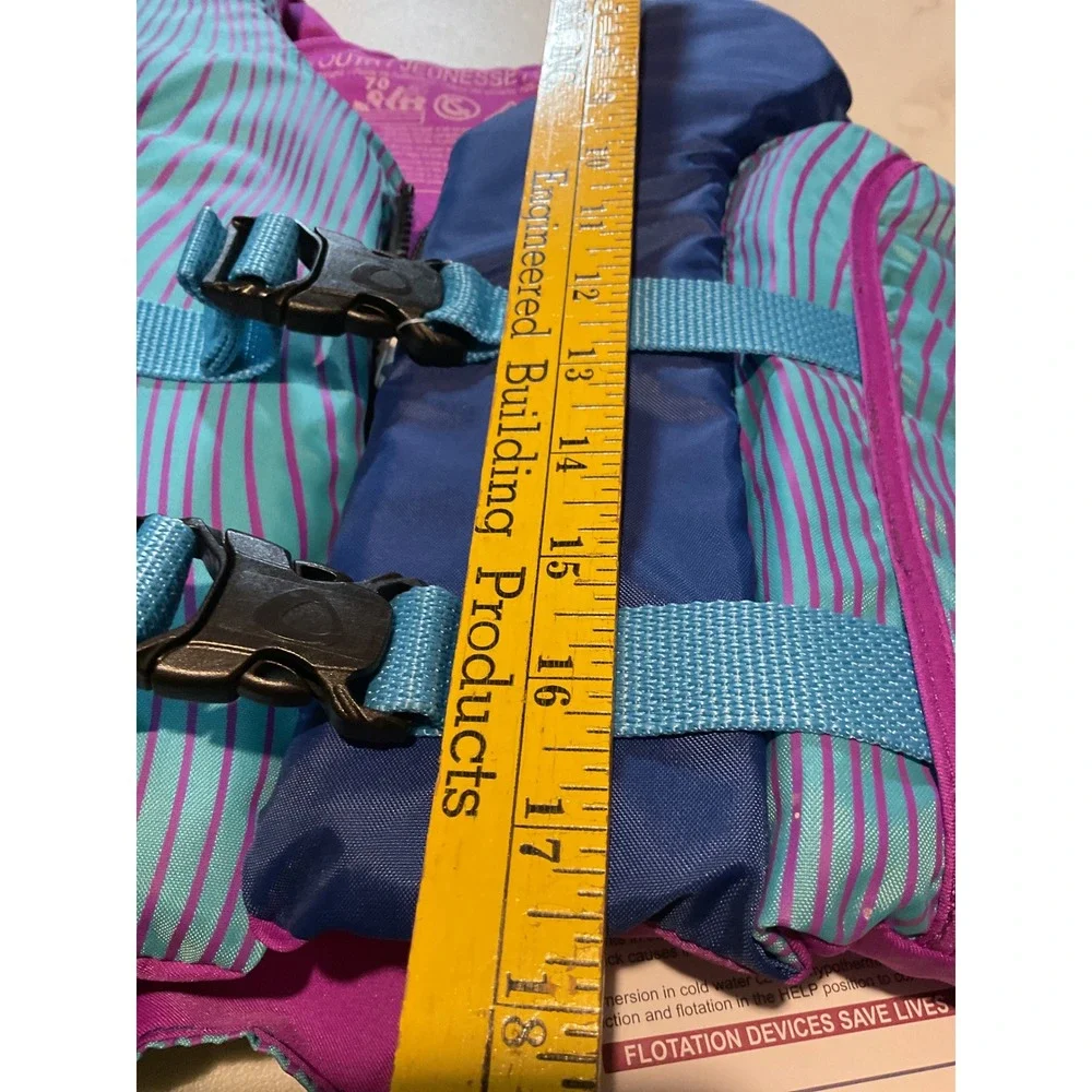 Onyx Youth Life Vest Jacket PFD Blue Pink Teal Stripe Size‎ 70 Boys Girls